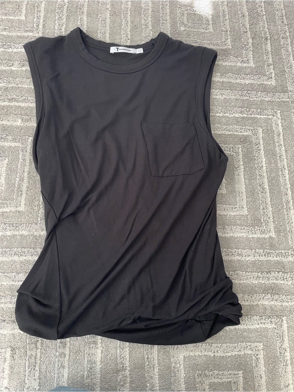 Alexander Wang Black Sleeveless Crewneck Tank with Chest Pocket